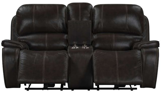 New Classic® Home Brookings Charcoal Power Reclining Console Loveseat with Power Headrest-3