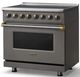 Viking® 5 Series 36" Damascus Gray Pro Style Induction Range with Brushed Brass Trim-2
