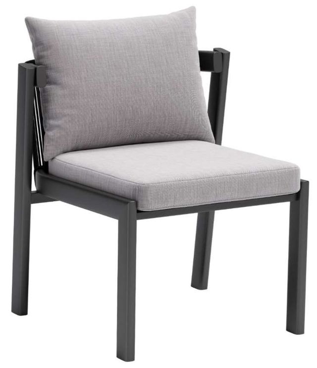 Zuo® Modern Horizon 2-Piece Gray Aluminum Fabric Outdoor Dining Chair Set-0