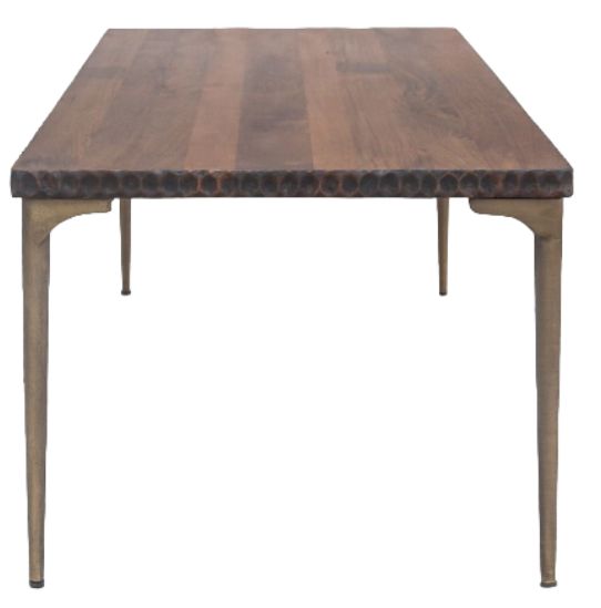 Home Trends & Design Santa Cruz Gold Dining Table with Antique Bronze Base-2