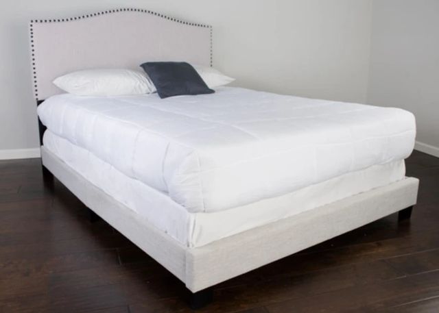 Bernards Darcy Beige Upholstered King Panel Bed-1