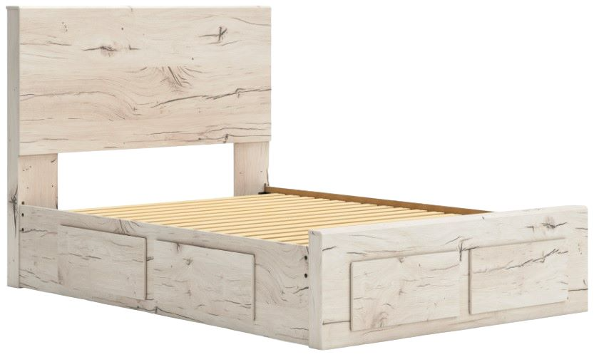 Lawroy Full Panel Bed with 6 Drawer Storage - Light Natural Lawroy Full Panel Bed with 6 Drawer Storage - Light Natural