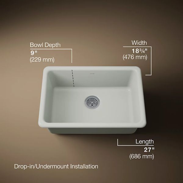 KOHLER® Iron/Tones® Sea Salt 27" Top/Undermount Single-Bowl Kitchen Sink-0