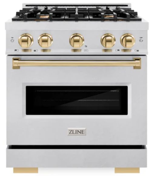 ZLINE Classic Autograph Edition 30" Satin Stainless Steel Pro Style Gas Range with Champagne Bronze Accents-0