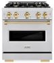 ZLINE Classic Series Autograph Edition 30" Satin Stainless Steel Pro Style Gas Range with Champagne Bronze Accents-0