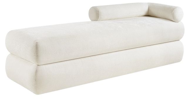 Meridian Furniture Kennedy Cream Chenille Fabric Bench-0