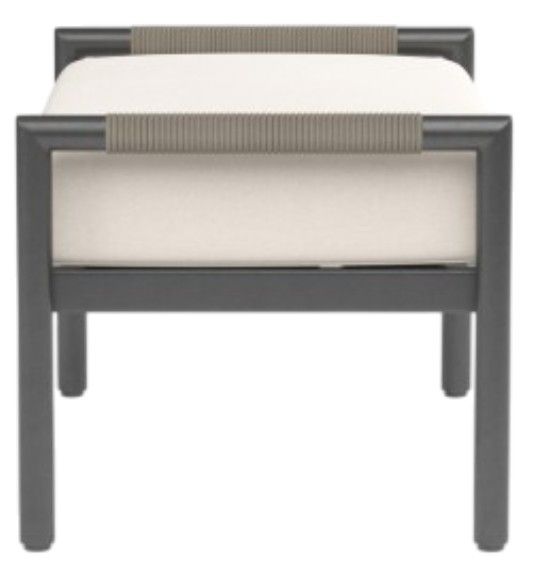 Sunset West Pietra Stone Gray Aluminum/Olefin Rope Outdoor Ottoman with Echo Ash Cushion-1
