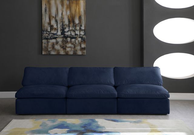 Meridian Furniture Cozy Navy Velvet 117" Cloud Modular Armless Sofa-3