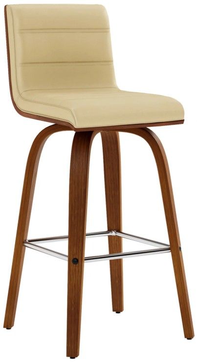 Armen Living Vienna 3-Piece Cream/Walnut Swivel Counter Stool Set-0