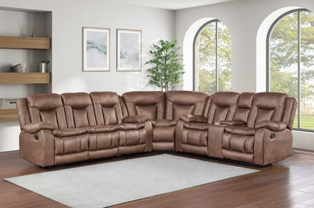 New Classic® Home Furnishings Morello 3-Piece Brown L-Shape Manual Reclining Sectional-1