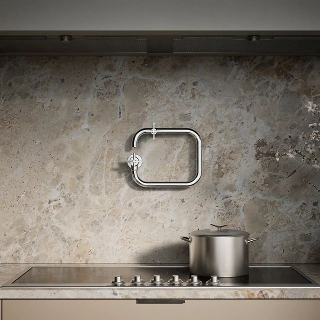 KOHLER® Billet® Polished Chrome Wall-Mount Pot Filler with Cross Handle-4