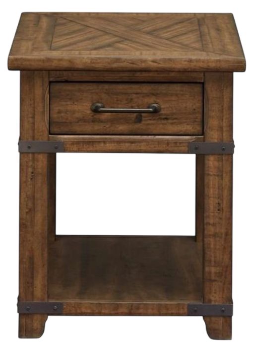Magnussen Home® Chesterfield Farmhouse Timber Rectangular End Table-2