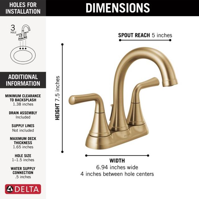 Delta Kayra® Champagne Bronze 2-Handle Centerset Bathroom Faucet-1