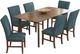 Elements International Santa Barbara 7-Piece Denim Blue/Walnut Rectangular Dining Set-0