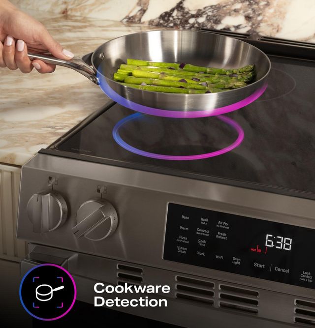 GE Profile™ 30" Fingerprint Resistant Stainless Steel Smart Slide In Induction Range with No Preheat Air Fry and EasyWash™ Oven Tray-11