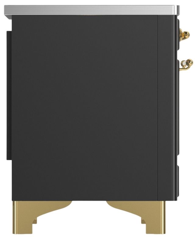 Ilve® Majestic III 40" Graphite Matte Pro Style Induction Range with Triple Glass Door and Brass Trim-2