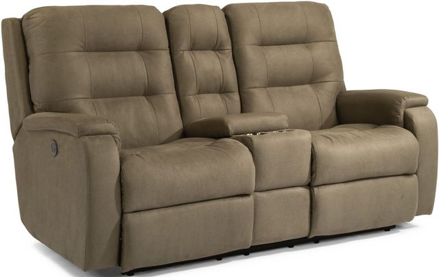 Flexsteel® Arlo Fossil Power Reclining Loveseat with Console-0