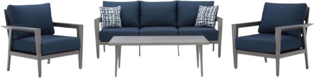 Gali 4 Piece Outdoor Seating - Gray/Blue