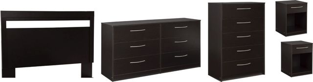 Signature Design by Ashley® Finch 5-Piece Black Queen Panel Headboard Bed Set-0