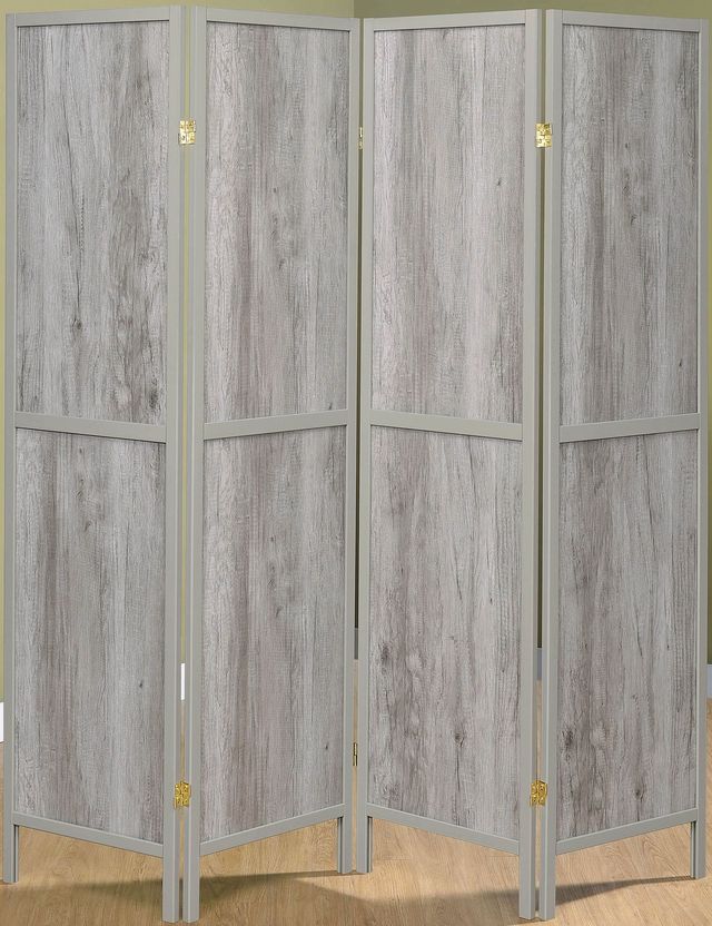 Coaster® Deepika Rustic Grey Driftwood Four-Panel Screen-0