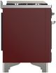 Ilve® Majestic III 60" Burgundy Pro Style Dual Fuel Natural Gas Range with Griddle and Chrome Trim-4