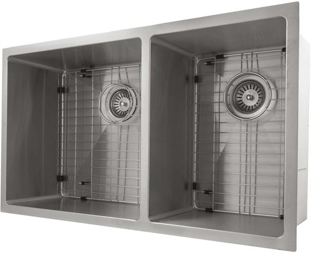 ZLINE Chamonix 36" Undermount Double Bowl Satin Stainless Steel Kitchen Sink-3