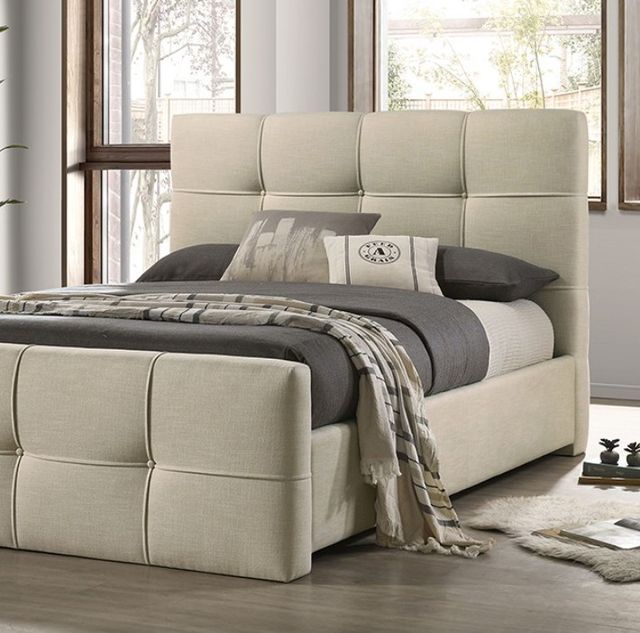 Furniture of America® Merced Ivory Queen Panel Bed-1