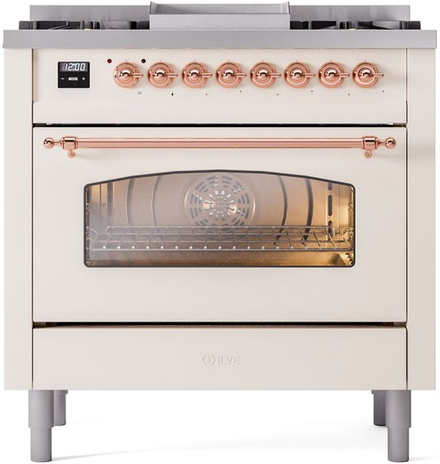 Ilve® Nostalgie II Series 36" Antique White Pro Style Dual Fuel Range-1