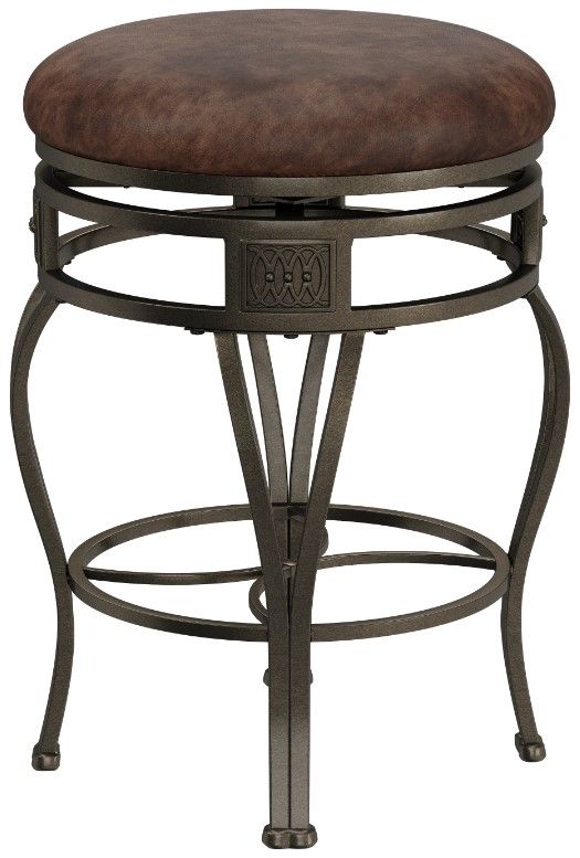 HH2 Home Montello Old Steel Backless Swivel Counter Stool-2