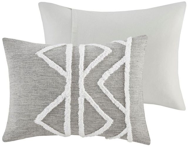 Olliix by INK+IVY Hayes 3 Piece Gray Full/Queen Chenille Cotton Comforter Set-1