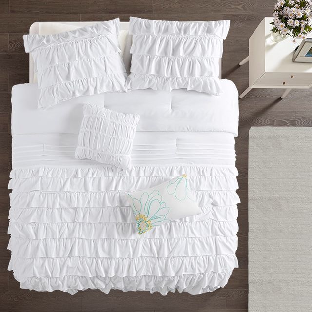 Olliix by Intelligent Design Waterfall White Full/Queen Comforter Set-4