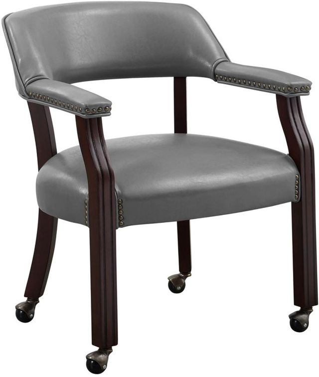 Steve Silver Co. Tournament Cherry/Gray Upholstered Dining Arm Chair-0
