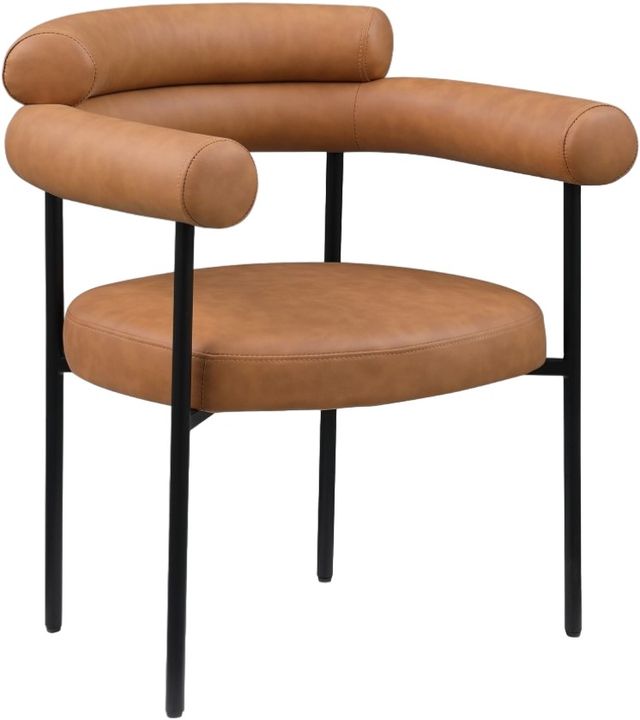 Meridian Furniture Blake Cognac/Matte Black Upholstered Dining Arm Chair-0