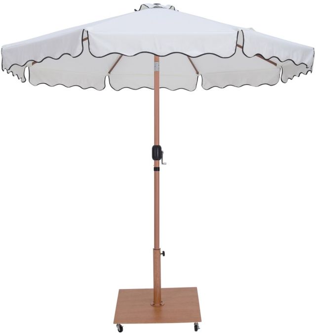 Meridian Furniture Amalfi White/Teak Aluminum Outdoor Patio Umbrella and Base-0
