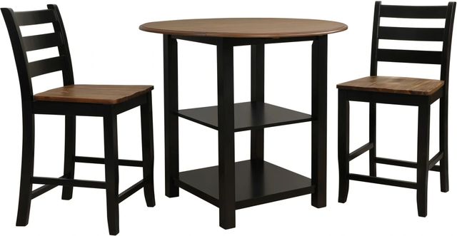 Powell® Vail 3-Piece Black/Wire Brushed Counter Dining Set-0