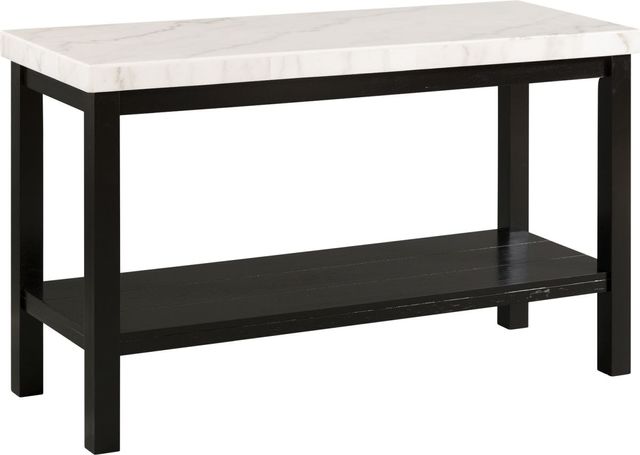 Elements International Marcello Black Sofa Table with White Marble Top