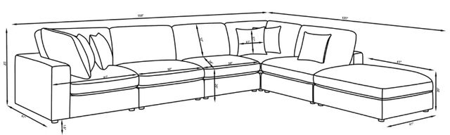 Coaster® Serene 6-Piece Charcoal Modular Sectional-2