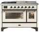 Ilve® Majestic III 48" Antiqued White Pro Style Dual Fuel Natural Gas Range with Triple Glass Door and Burnished Trim-0