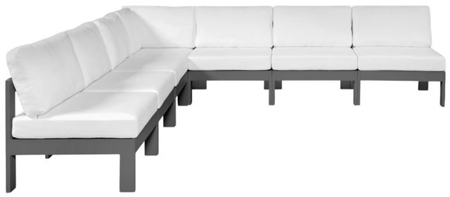 Meridian Furniture Nizuc 7-Piece Dark Gray/White Aluminum/Fabric Outdoor Patio Modular Sectional-1
