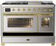 Ilve® Majestic III 48" Stainless Steel Pro Style Dual Fuel Liquid Propane Range with Griddle and Brass Trim-2