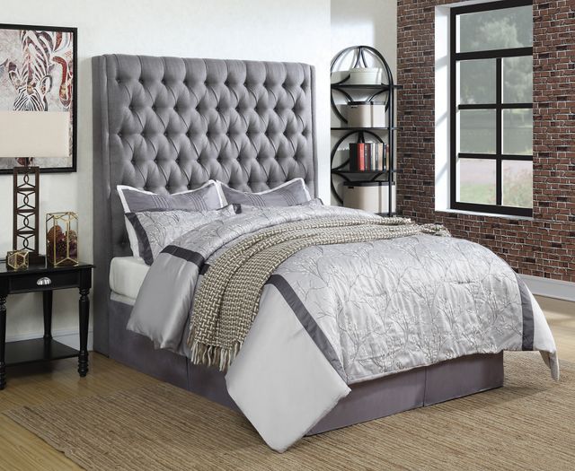 Coaster® Camille Grey Eastern King Button Tufted Bed-1