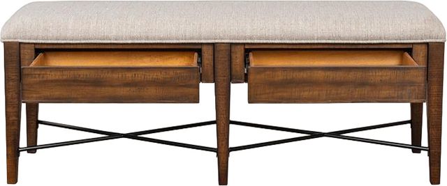 Magnussen Home® Bay Creek Baja Fog/Toasted Nutmeg Upholstered Bench-3