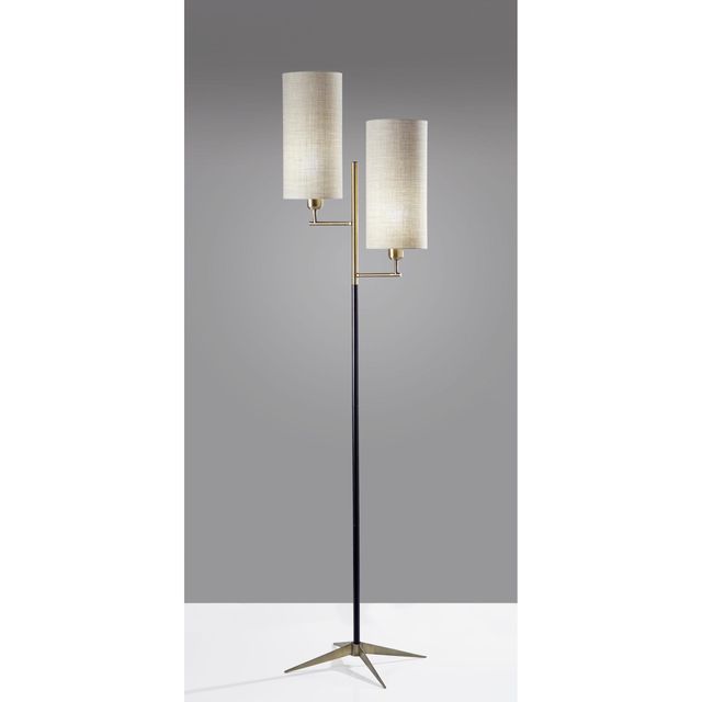 Adesso® Davis Matte Black And Antique Brass Floor Lamp-2