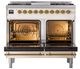 Ilve® Nostalgie II Noblesse 40'' Antique White Pro Style Dual Fuel Range with Brass Trim-1