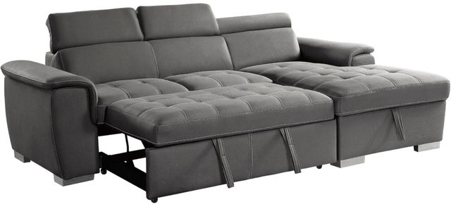 Mazin Furniture Ferriday 2-Piece Gray Right-Arm Facing Pullout Sleeper Sectional and Chaise with Hidden Storage-0