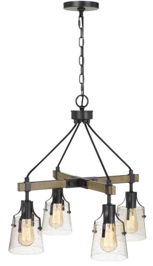 Cal® Lighting & Accessories Aosta Beige/Iron Chandelier with Bubbled Glass Shades-1
