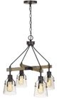 Cal® Lighting & Accessories Aosta Beige/Iron Chandelier with Bubbled Glass Shades-1
