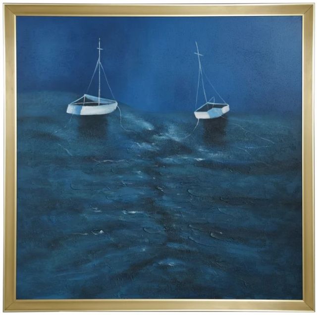 Stylecraft Blue Water Sailboat Blue/White Wall Art-0