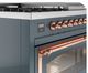 Ilve® Nostalgie II Noblesse 48'' Blue Gray Pro Style Dual Fuel Range with Copper Trim-4