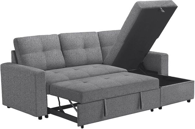 Monarch Specialties Inc. Lumos-13 Dark Grey Sleeper Sofa Storage Lounger and Reversible Chaise-1